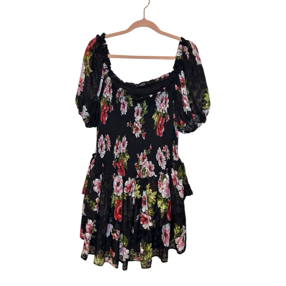 Vici Floral Dress‎ Layered Ruffles and Ruching L - Picture 2 of 7
